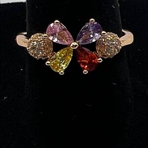 Rose Gold plated Multicolor Gemstone Ring